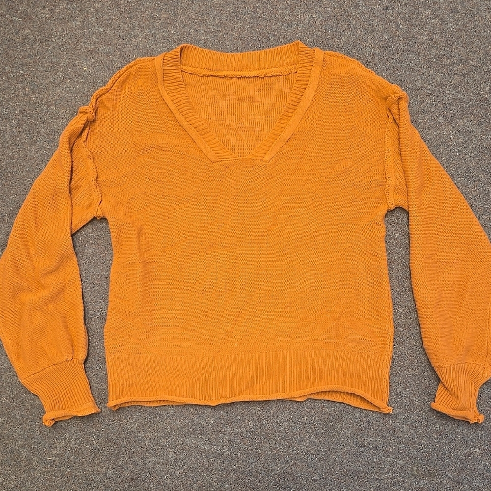 Orange V-Neck Women's Sweater